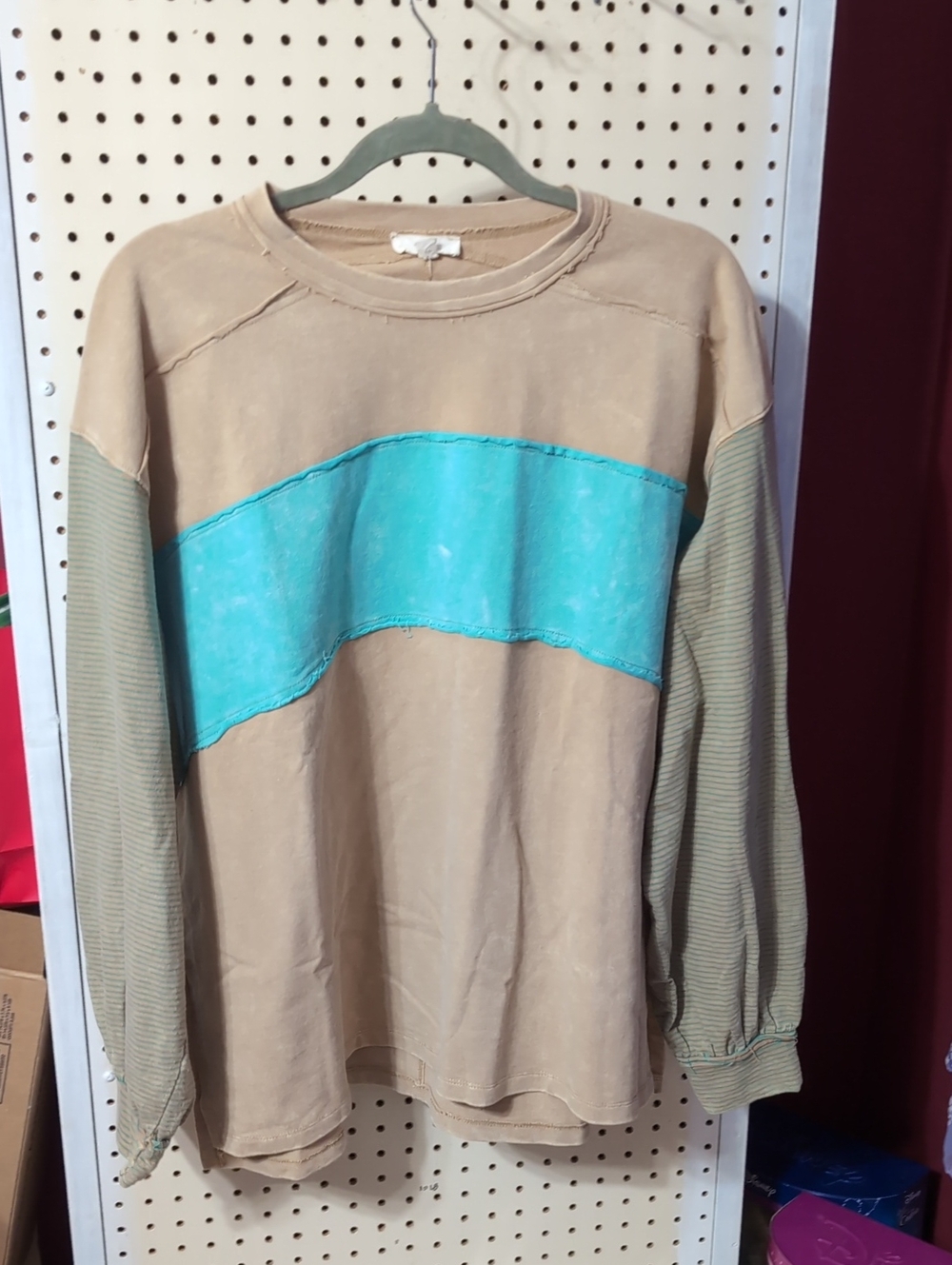 Easel Beige Pullover Top